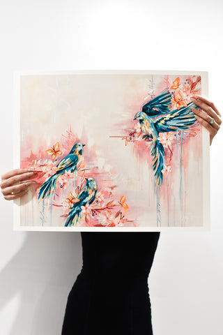 "Three Blue Birds" Fine Art Print