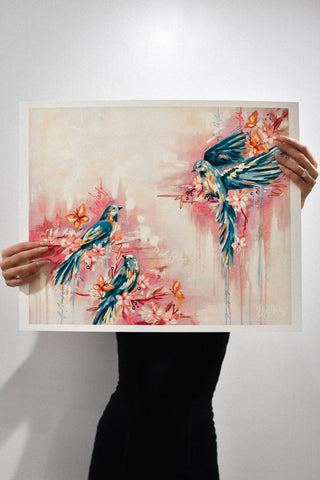 "Three Blue Birds" Fine Art Print