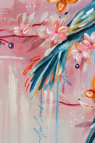 "Three Blue Birds" Original Oil Painting