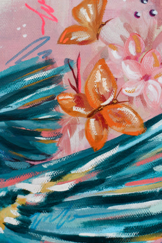 "Three Blue Birds" Original Oil Painting
